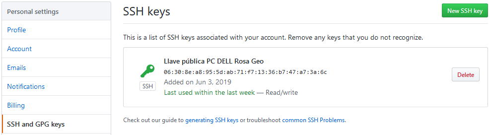 configurar clave SSH